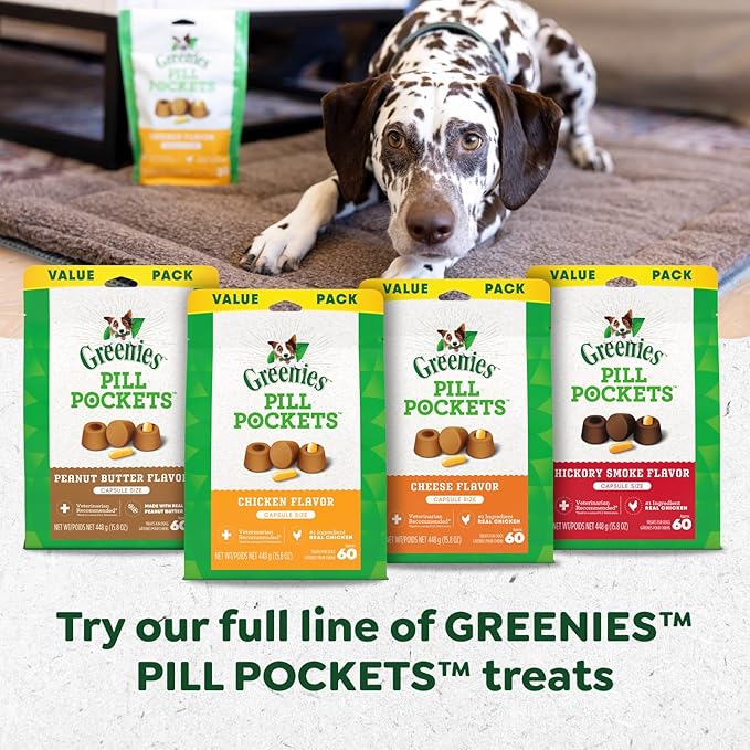 Greenies Pill Pockets for Dogs, Small Size Soft Dog Treats, Cheese Flavor, (6) 3.2 oz. Pouches