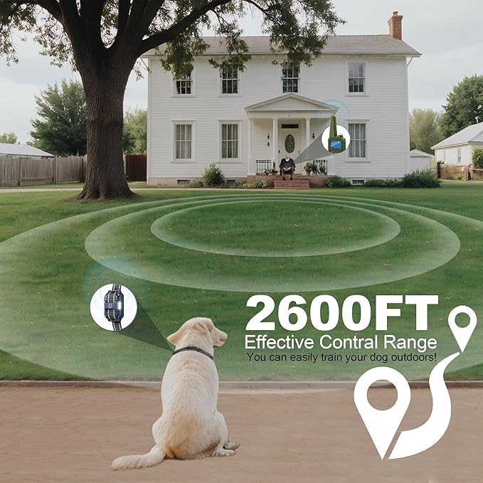 Heaflex Dog Shock Collar - 2600FT Dog Training Collar with Remote, Rechargeable with 4 Training Modes, IPX7 Waterproof Electronic Dog Collar for All Breeds, Size