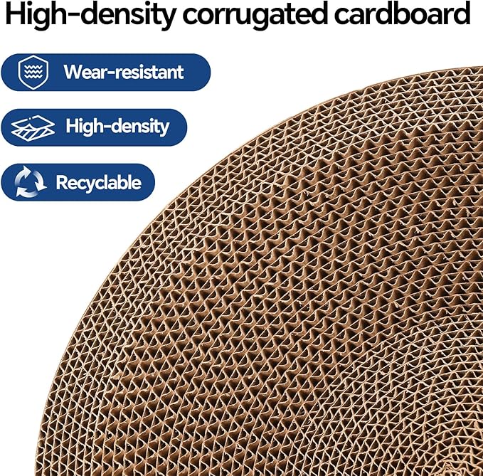 Goosheep 4PSC Cat Scratcher Cardboard 4-in1 Cat Bed Scratching Post for Indoor Cats Oval Corrugated Cardboard Bed Cats Scratching Board