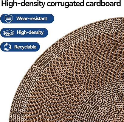 Goosheep 4PSC Cat Scratcher Cardboard 4-in1 Cat Bed Scratching Post for Indoor Cats Oval Corrugated Cardboard Bed Cats Scratching Board