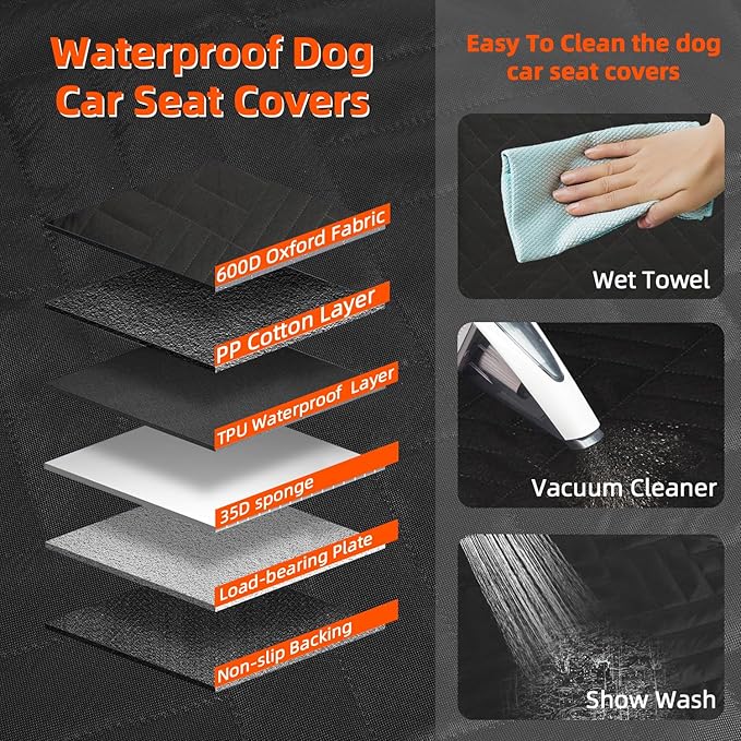 MIROZO Back Seat Extender for Dogs, 600D Heavy Durable Car Seat Cover for Dogs Seat Cover with Door Protectors for Traveling with Pets,Large Space Dog Travel Bed with 5-Fold Bottom for Truck