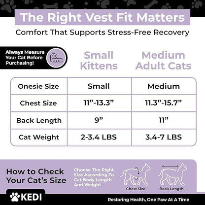 Cat Recovery Cone Kit Post Surgical Soft Pet Vest, Collar, and Non-Irritating Protection Cone for Cats - Comfortable Injury Care Solution (Black with White Paws, Medium)