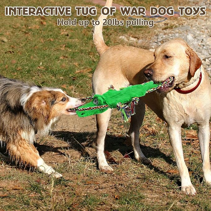 No Stuffing Squeaky Dog Toys,Tug of War Dog Toy with Pull Rope, Interactive Dog Toys Dog Gifts for Small,Medium Dog