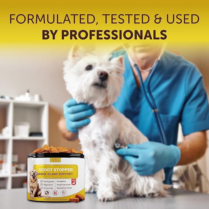 Scoot Stopper Dog Soft Chews w/Fiber for Digestion Support and Comfort - Stool Hardener for Anal Gland Treatment w/Natural Flaxseed, Pumpkin and Psyllium Husk - Stops Scooting and Firms Stool 180c