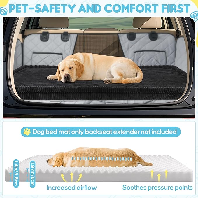 Dog Car Bed, Non-Slip Backseat Extender Pet Mat, Removable Washable Dog Bed for SUVs, Sedans & Trucks, Anti-Slip Travel Bed for Dogs, Easy Clean & Scratch-Proof & Comfort (50"x24.6")