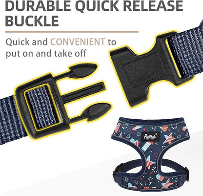 PUPTECK Soft Mesh Dog Harness and Leash Set Pet Puppy Cat Comfort Padded Vest No Pull Harnesses, Independence Dark Blue, S