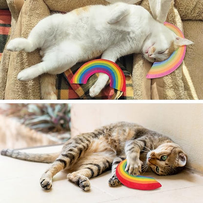 ETEKYER Catnip Toys for Indoor Cats Kitten, Kitty Toys Rainbow Cat Kicker Pillow 2Pcs, Interactive Fun Cat Nip Chew Teeth Cleaning Toys for All Pet Breed