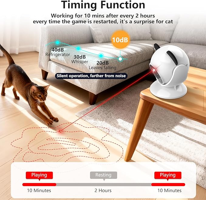 Saolife Laser Cat Toys for Indoor Cats, Truly Random Trjajectory, Suction Cup Design, Run Quiet, Interactive Cat Toy Automatic