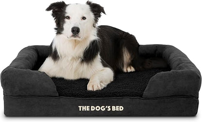 The Dog’s Bed, Large Black Faux PL, Memory Foam, Pain Relief: Arthritis, Hip & Elbow Dysplasia, Post Surgery, Lameness, Supportive, Calming, Waterproof Washable Cover, Veterinary Approved