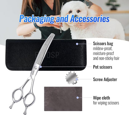Curved Thinning Shears for Dogs Grooming 6.5'' Multipurpose Professional Pet Curved Blender Scissors for Small Dog Grooming 35% Thinning Rate (6.5 In, Curved Thinners)