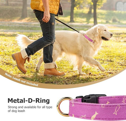 Cotton Handmade Dog Collar Cute and Distinctive Patterns Purple Fish with Pendant for Girl Boy Dogs Collars S