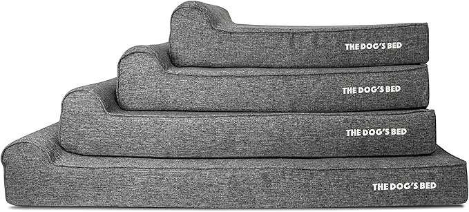 The Dog’s Bed Orthopedic Headrest Dog Bed XXXL Grey Linen, Memory Foam, Pain Relief for Arthritis, Hip & Elbow Dysplasia, Post Surgery, Lameness, Waterproof Washable Cover, Veterinary Approved