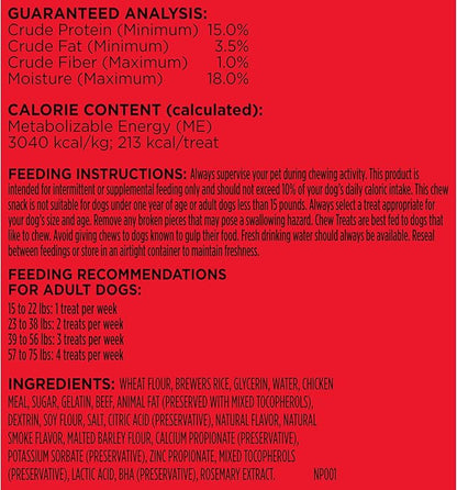 Milk-Bone Comfort Chews, Dog Treats with Unique Chewy Texture and Real Beef, 16 Chews