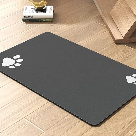 Pet Feeding Mat-Absorbent Dog Mat for Food and Water Bowl-No Stains Quick Dry Dispenser Mat-Dog Accessories Pet Supplies-Bowl for Messy Drinkers（Darkgrey,16"x24"