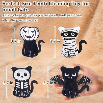 Retro Shaw Cat Toys 4Pcs with Natural Catnip & Crinkle Sound Inside, Interactive Kicker & Safe Teeth Cleaning Toys for Indoor Cats Kittens, 3.7 Inches