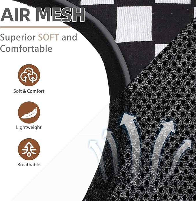PUPTECK Soft Mesh Dog Harness and Leash Set Pet Puppy Cat Comfort Padded Vest No Pull Harnesses, Checkered Black&White, XS
