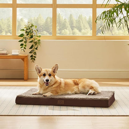 Bedsure Large Dog Bed for Crate - Comfy Flat Pet Beds with Removable Washable Cover, Orthopedic Egg Crate Foam Crate Mat, Suitable for Pet Up to 50 lbs