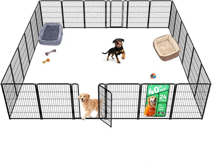 FXW Homeplus Unleashed Indoor Dog Playpen - Stress-Free and Safe Play, Heavy Duty 40 Inch 24 Panels Dog Pen for Medium and Large Dogs, Black│Patented