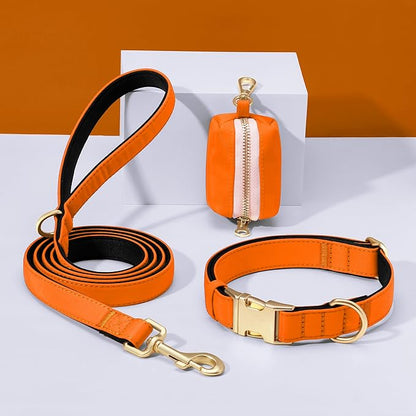 Didog Soft Padded Dog Collars for Medium Dogs, Colorful and Durable Dog Collar with Quick Release Buckle, Light and Breathable for Daily Walking, Orange, M