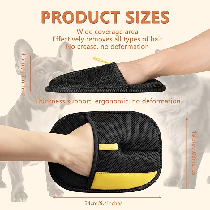 Hasina Pet Hair Removal Glove for Dogs & Cats, Upgrade Reusable Electrostatic Pet Grooming Glove, Remover Mitt for Couch, Car Seats, Carpet, Clothing