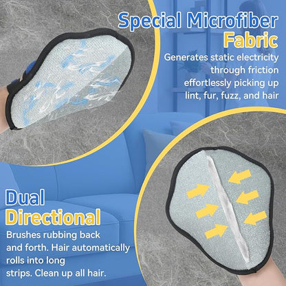 VOKNOX Pet Hair Removal Glove for Dogs & Cats, Electrostatic Five-Finger Hair Remover for Furniture, Couch, Carpet & Car Seat, Reusable Washable Pet Fur Cleaning Tool, Not for Grooming (1 PCS)