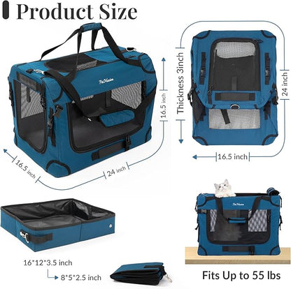 PetMasion Extra Large Cat Carrier for 2 Cats, Soft Pet Car Travel XL Bag for Large Big Cat 20lbs+, for Two Cats Long Trips Ride 24"x16.5"x16.5" with Litter Box