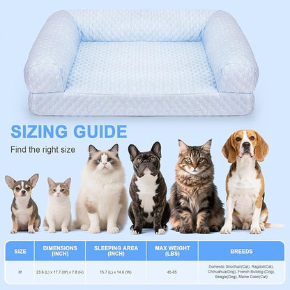 Foamio Cat Bed, Cat Beds for Indoor Cats, Summer Cooling Pet Sofa Bed, Washable Medium Pet Bed for Puppy and Small to Large Kitten with Anti-Slip Bottom, Fits Up to 65lbs Pets