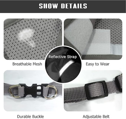 FEimaX Dog Harness and Leash Set for Walking, Soft Mesh Adjustable Easy Control Lightweight Cat Vest Harnesses with Reflective Strips, Escape Proof Small Dogs Cats Vests (Grey, X-Large)