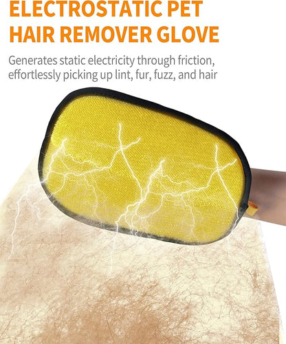 2-Pack Pet Hair Removal Glove for Dogs & Cats, Newly Upgraded Electrostatic Pet, Reusable Pet Hair Remover Tool for Clothing, Couch, Carpet, Car Seat