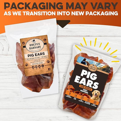 BRUTUS & BARNABY Whole Pig Ears for Dogs, 100 Ct. – All-Natural Single Ingredient Dog Chews, Slow Cooked & Fully Digestible Rawhide Alternative