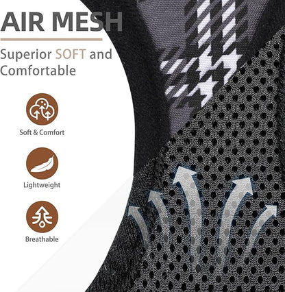 PUPTECK Dog Harness and Leash Set for Small Medium Dogs No Pull Step-in Soft Mesh Puppy Cat Vest Harnesses Reflective at Night, Plaid Pattern Black M