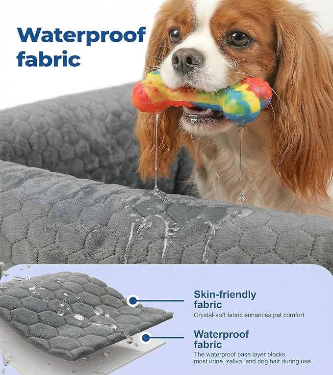 Wagora Dog Car Seat for Small Medium Dogs, Travel Pet Car Bed with Removable Waterproof Cover, Memory Foam Dog Booster Seats Up to 35 lbs, Safety Belt and Storage Pocket(Gray)