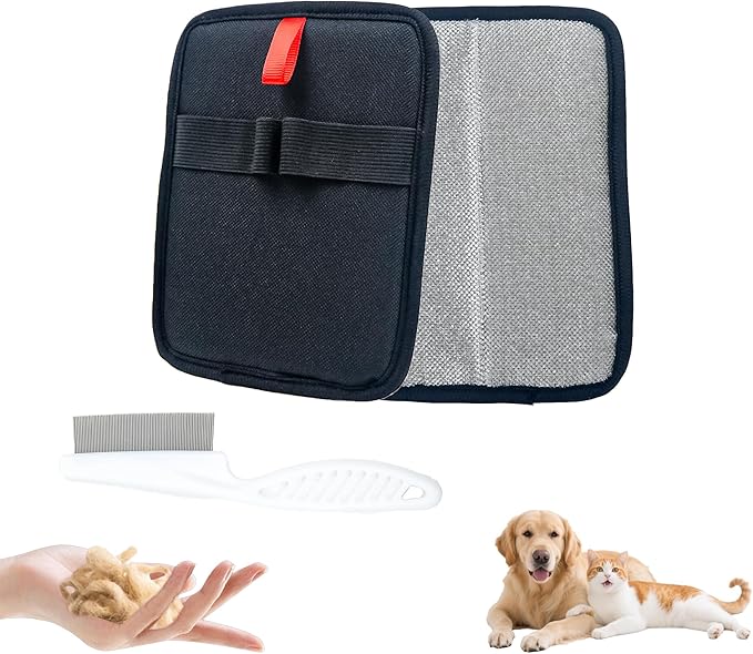 Electrostatic Pet Hair Removal Gloves for Dogs & Cats, Reusable Electrostatic Pet Cat Dog Hair Remover Grooming Gloves Brush Tool for Couch, Furniture, Carpet, Curtain, Car Seat & Pet Grooming Comb