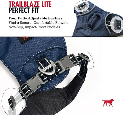 Tuff Pupper All-Day Wear Dog Harness | for Walking, Trail Running, Hiking | Front & Back Leash Clips | Reflective Trim | Easy On/Off Buckles | Lightweight Breathable | No Pull Design (XXXS, Blue)