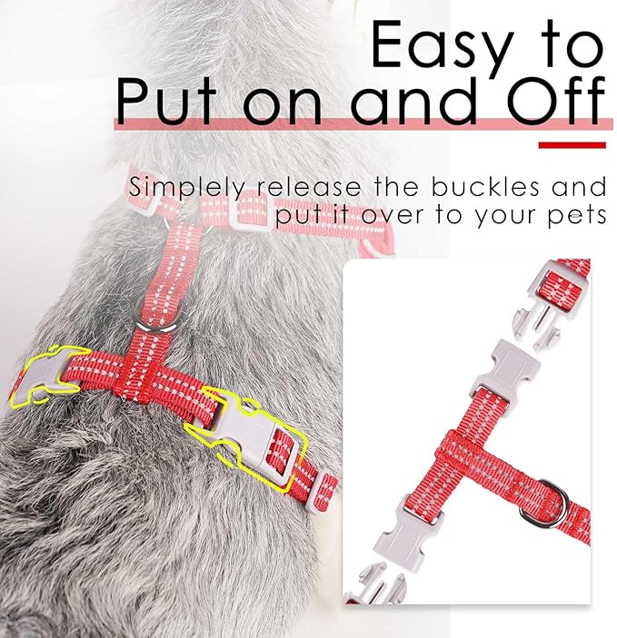 ThinkPet Reflective Breathable Soft Air Mesh No Pull Puppy Choke Free Over Head Vest Ventilation Harness for Puppy Small Medium Dogs and Cats (Red,L)