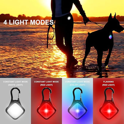 Dog Collar Light 4 Modes RGB Lights for Dog Collar High Capacity USB Rechargeable Dog Light Waterproof Dog Lights for Night Walking,Climbing,Bike,Running (2 Pack White)