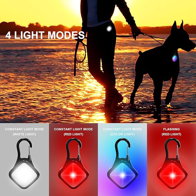 Dog Collar Light 4 Modes RGB Lights High Capacity USB Rechargeable Dog Light Waterproof for Night Walking(2 Pack Black)