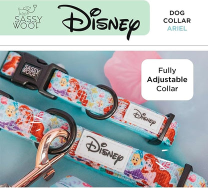 Sassy Woof Dog Collar Disney Princess Little Mermaid Ariel - S, Adjustable, Durable, Comfortable and Stylish Pet Accessories for Small Dogs - Officially Licensed