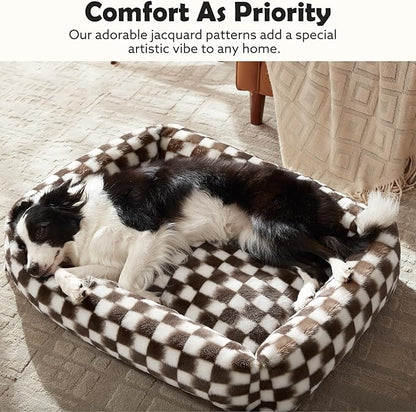 JOEJOY Small Dog Bed for Small Dogs, Rectangle Washable Orthopedic Corduroy Fleece Pet Bed with Removable Zipper Cover, Cute Soft Calming Puppy Bed with Non Skid Bottom