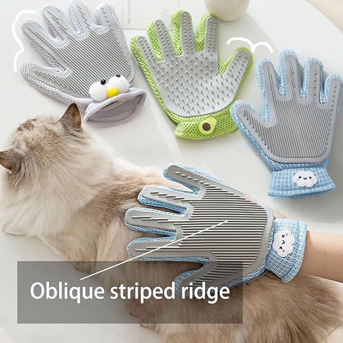 Natunofu Pet Hair Remove Glove for Dogs & Cats,2-in-1 Massage Grooming Tool, Efficient Deshedding Brush with Soft Spikes, Gentle Fur Removal and Cleaning Glove for Shedding Control