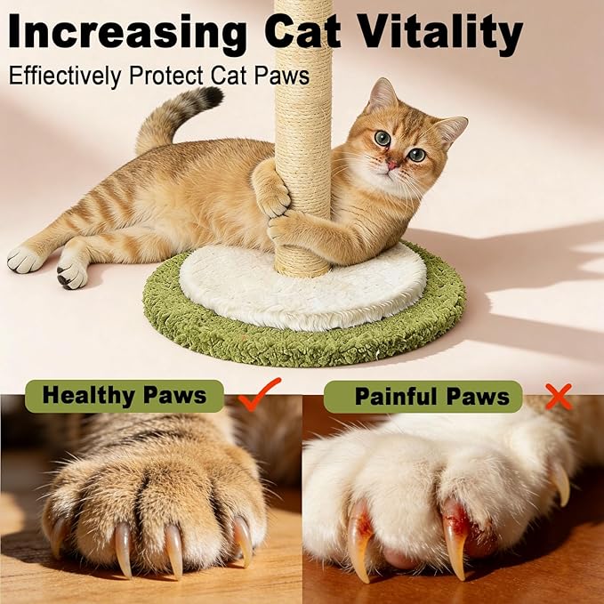 CWV Rose Flower Cat Scratching Post, Tall Cat Scratcher for Indoor Cats | Aesthetic Floral Decorative Scratching Post for Adult Cats & Kittens, S