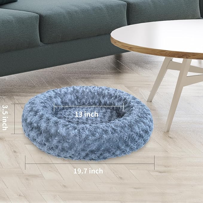 AUPETEK Heated Cat Beds for Indoor Cats Warming Cat Beds Super Soft Machine Washable Thermo Kitty Electric Heating Bed 19 Inches Round