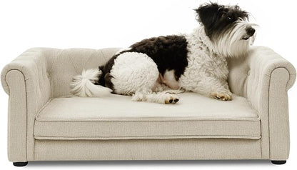 KEIKI 39" Dog Bed for Medium and Large Dogs, Elevated Pet Sofa Bed, Durable Elevated Dog Couch Bed with Legs, Beige