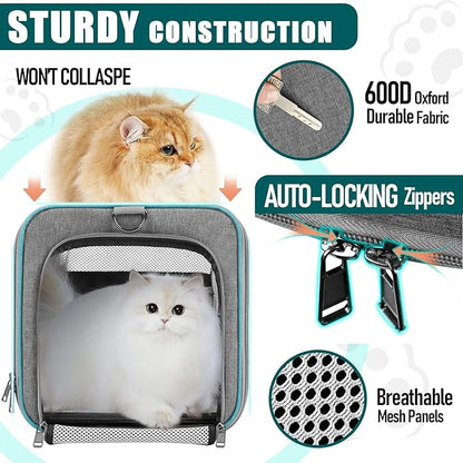 GAPZER Pet Carrier for Large Cats 20 lbs+ / Soft Sided Small Dog Travel Carriers Top Load/Collapsible Carrier Bag for Big Cat / 2 Kittens Sturdy Transport Carriers Long Trips/Medium Cats 15 pounds