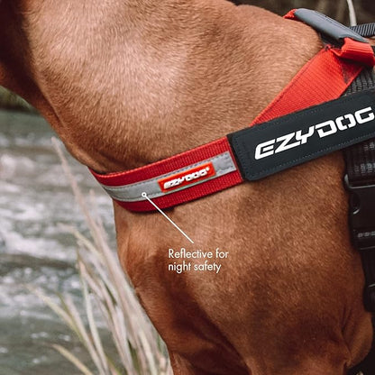 EzyDog Express Dog Harness - Adjustable Dog Harness for Large, Medium, and Small Dogs with Padded Ergonomic Anti-Chafing Design, Grip Handle, & Easy Side Buckle (Gray, XL)