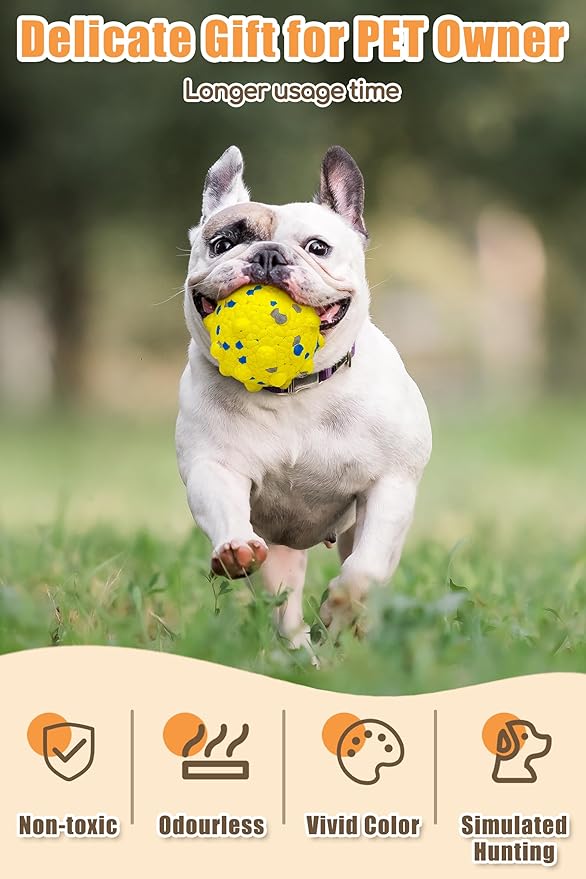 Moonorange Dog Tennis Balls for Aggressive Chewers, Indestructible Durable Bouncy Interactive Toy for Dogs Fetch Game Lightweight Floating Outdoor Training(2 Yellow Point+ 2 Blue Cirle Medium)