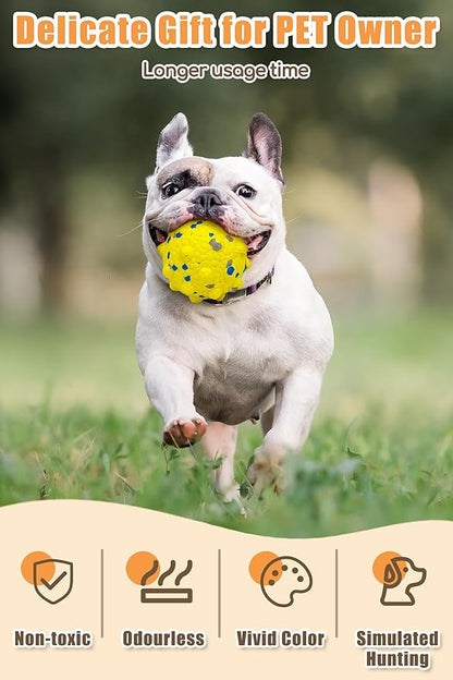 Moonorange Dog Tennis Balls for Aggressive Chewers, Indestructible Durable Bouncy Interactive Toy for Dogs Fetch Game Lightweight Floating Outdoor Training(2 Yellow Point+ 2 Blue Cirle Medium)