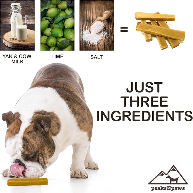 peaksNpaws Premium Yak Cheese Dog Treats - Natural Yak Chews from Himalayan Mountains - Grain Free, Lactose Free - Easily Digestible, 100% Eco-Friendly Packaging (1 Lb. Bag)
