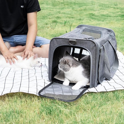 GAPZER Pet Carrier for Large Cats, Soft-Sided Cat Carrier for Medium Big Cats and Puppy up to 20lbs, Washable Dog Carrier Privacy Protection for Home Outdoor Travel