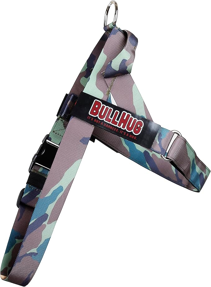 BULLHUG Adjustable Dog Harness – No Pull, No Choke – for English Bulldogs, French Bulldogs, Pugs & Broad-Chested Breeds – Easy, Safe Walks (Army, Medium)